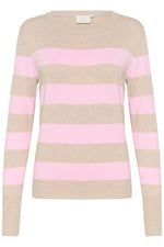 Load image into Gallery viewer, Kaffe - KAlizza Striped Knit Pullover - Feather Grey Mesarose Stripe
