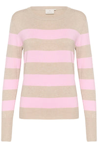 Kaffe - KAlizza Striped Knit Pullover - Feather Grey Mesarose Stripe