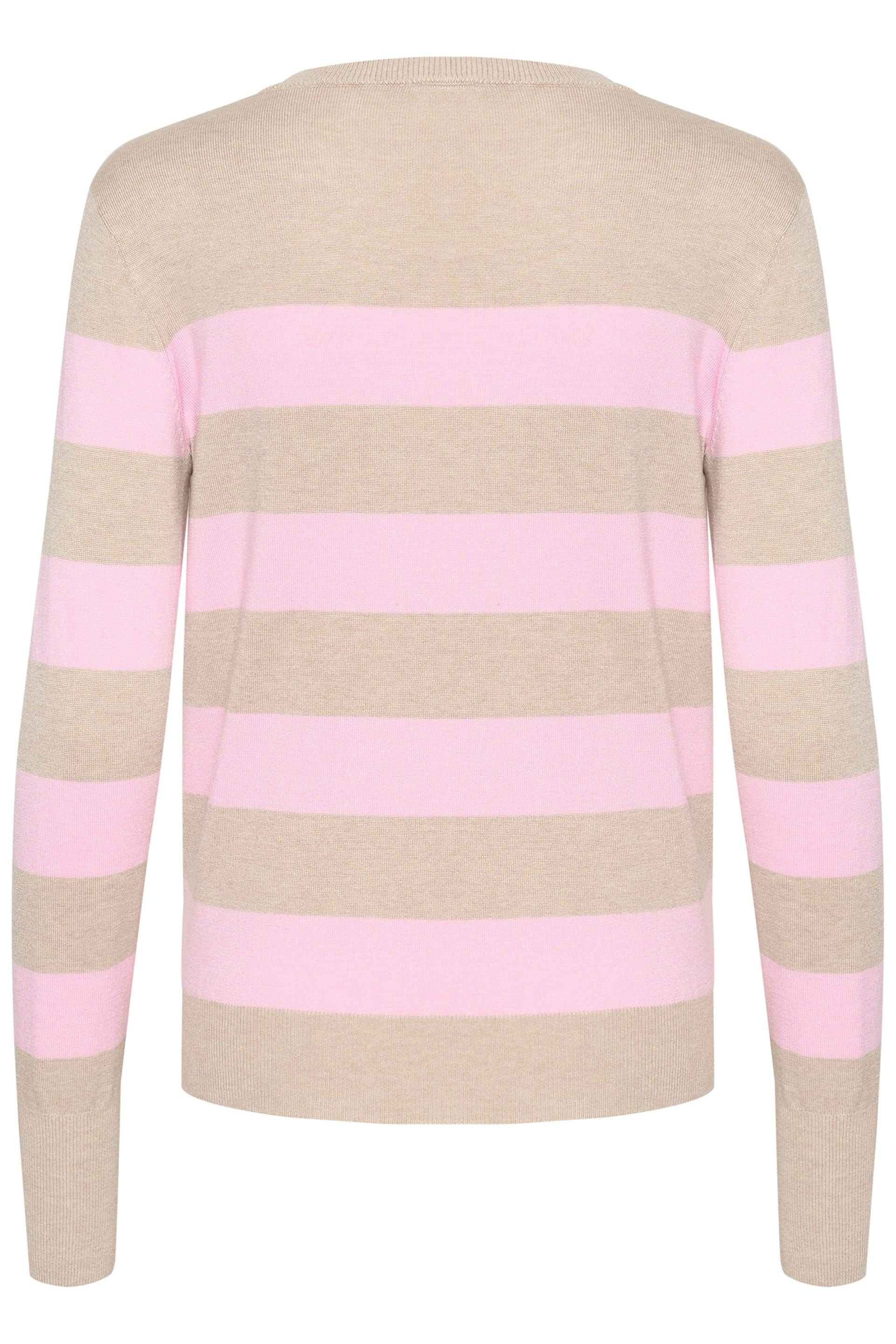 Kaffe - KAlizza Striped Knit Pullover - Feather Grey Mesarose Stripe