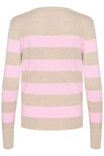 Load image into Gallery viewer, Kaffe - KAlizza Striped Knit Pullover - Feather Grey Mesarose Stripe
