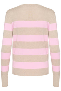 Kaffe - KAlizza Striped Knit Pullover - Feather Grey Mesarose Stripe