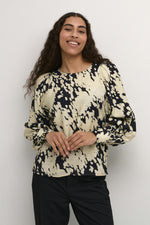 Load image into Gallery viewer, Kaffe - KAlouise Blouse - Black Sand Graphic Cloud
