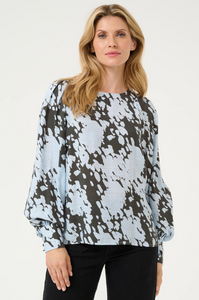 Kaffe - KALouise Blouse - Grey Blue Graphic Cloud