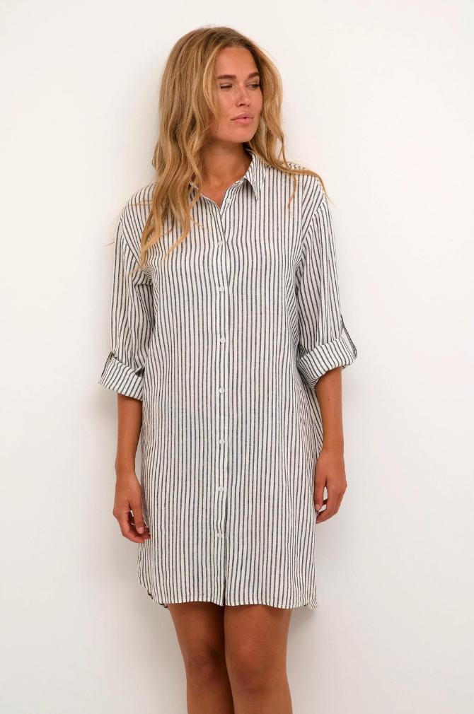 Kaffe - KAmilia Shirt Dress - Chalk/Black Stripe