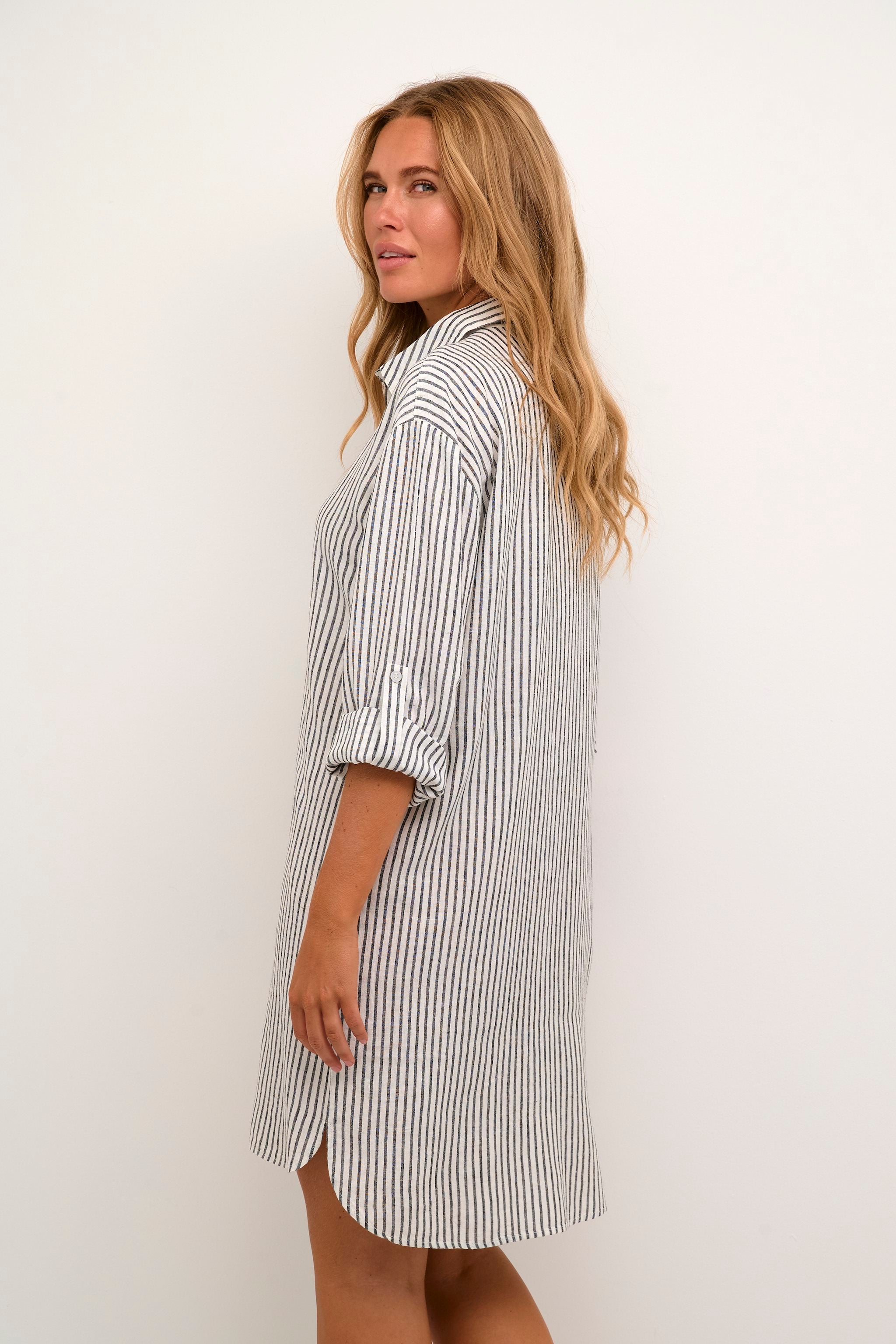 Kaffe - KAmilia Shirt Dress - Chalk/Black Stripe