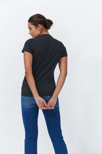 Kireina - Veronica V Neck Tee - Black Marle