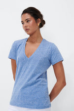 Load image into Gallery viewer, Kireina - Veronica V Neck Tee - Denim Blue Marl
