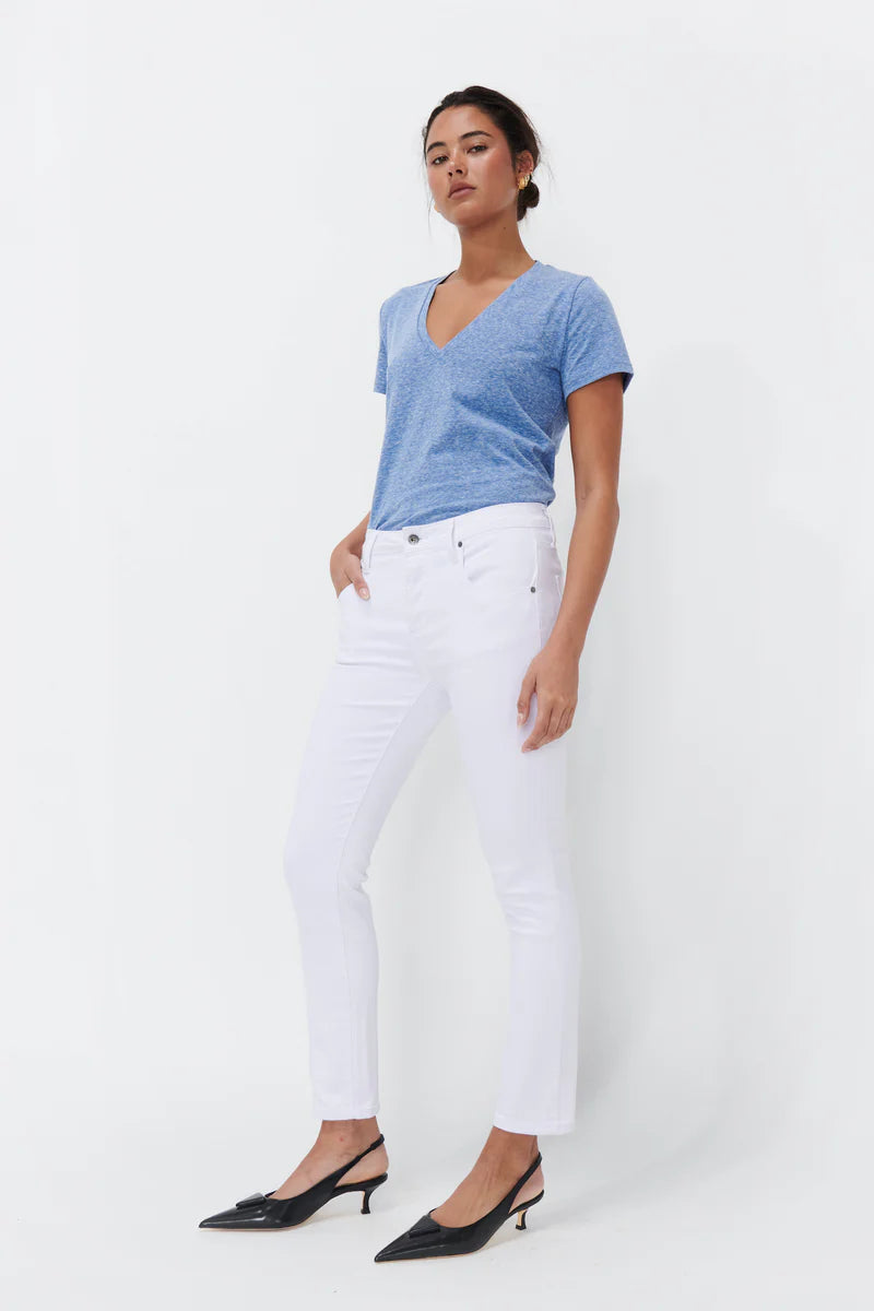 Kireina - Veronica V Neck Tee - Denim Blue Marl