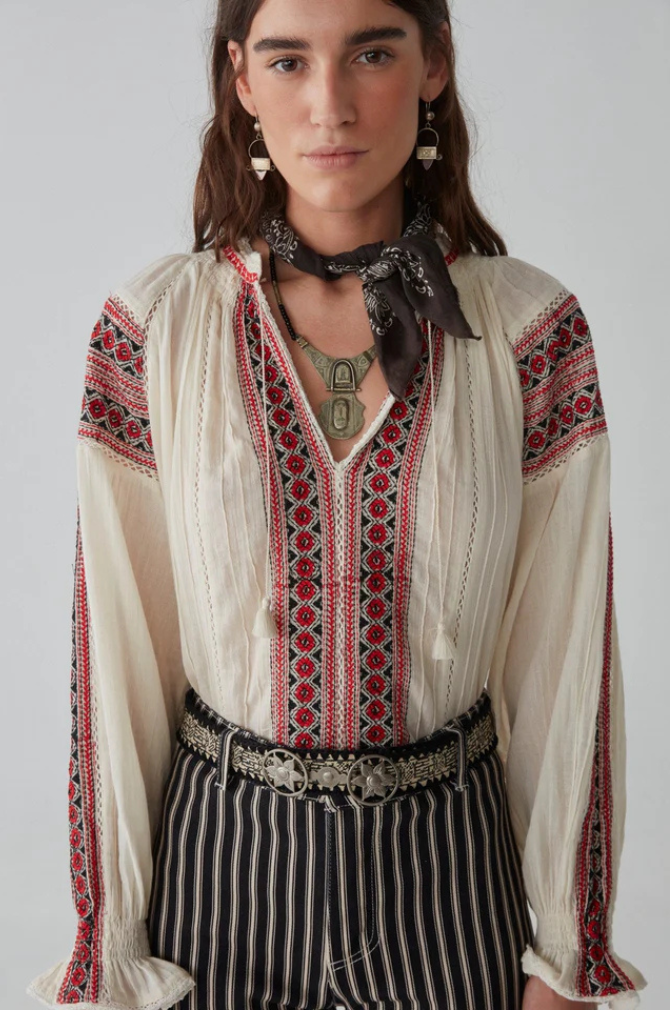 Maison Hotel - Audrey Blouse - Bohemian Rhapsody Ivory