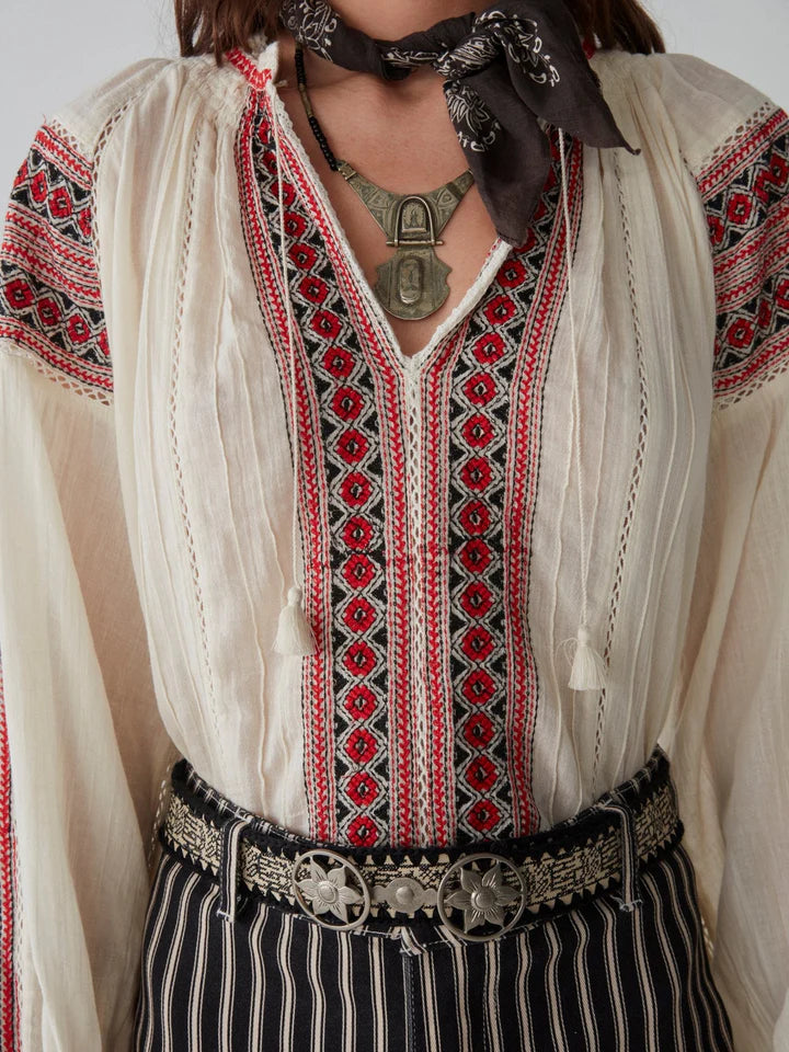 Maison Hotel - Audrey Blouse - Bohemian Rhapsody Ivory