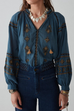 Load image into Gallery viewer, Maison Hotel - Audrey Blouse - Dipinto Di Blu
