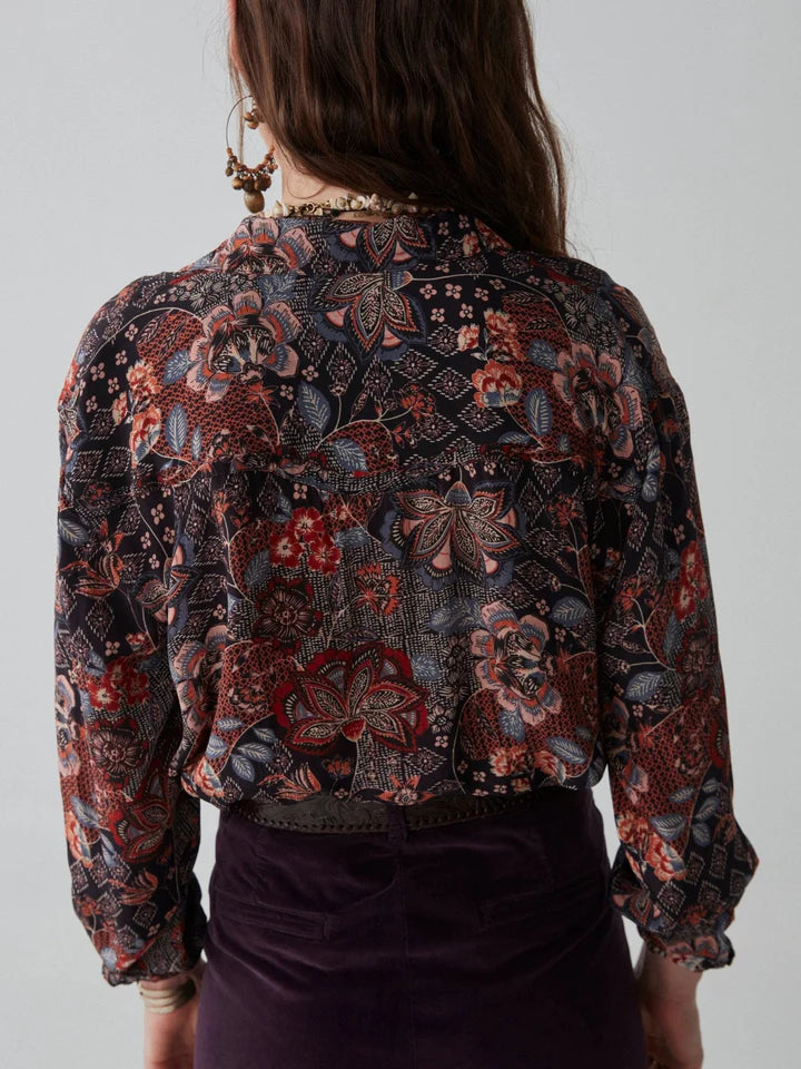 Maison Hotel - Kahlo Blouse - Jawaian Sunset Cobalto