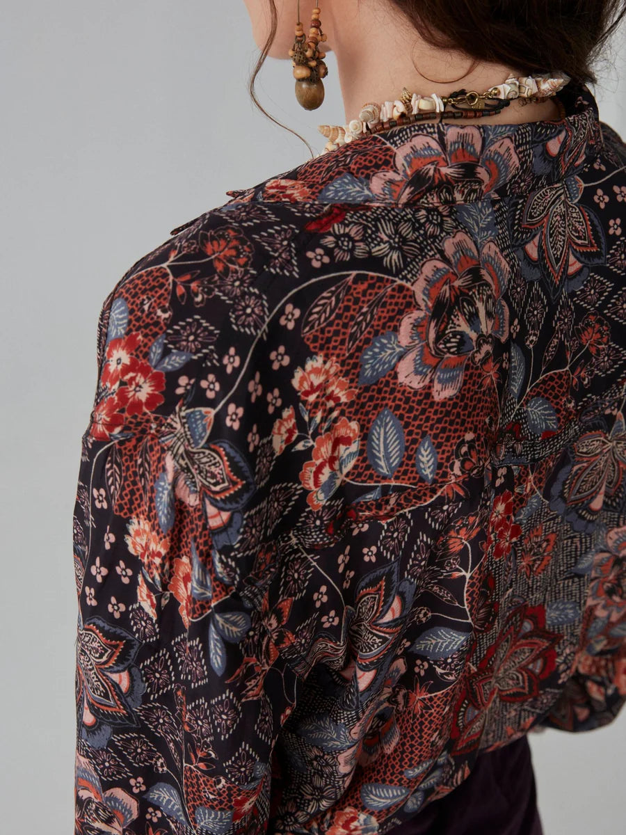 Maison Hotel - Kahlo Blouse - Jawaian Sunset Cobalto