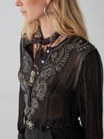 Load image into Gallery viewer, Maison Hotel - Kate Blouse - Black Star Dark Lurex
