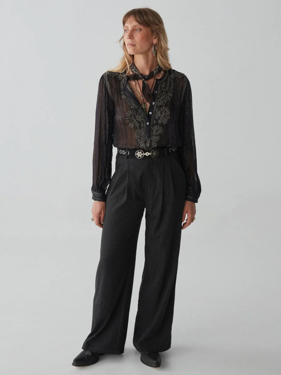 Maison Hotel - Kate Blouse - Black Star Dark Lurex