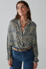 Load image into Gallery viewer, Maison Hotel - Phoenix Blouse - Spiral Blues Lapis Lazuli
