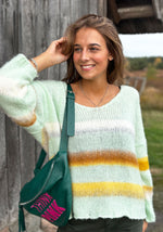 Load image into Gallery viewer, Miss Goodlife - Brushed Pullover - Multicolour Stripes Mint
