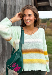 Miss Goodlife - Brushed Pullover - Multicolour Stripes Mint