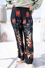 Load image into Gallery viewer, Miss Goodlife - Roses Pants - Black/Red
