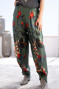 Miss Goodlife - Roses Pants - Green/Red