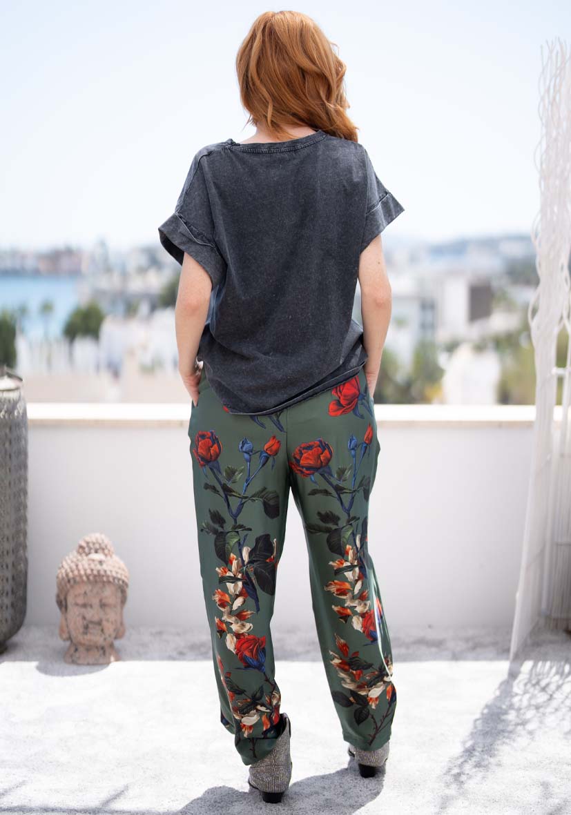 Miss Goodlife - Roses Pants - Green/Red