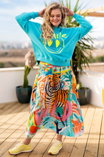 Load image into Gallery viewer, Miss Goodlife -  Wild Tiger Maxi Skirt - Multicolour
