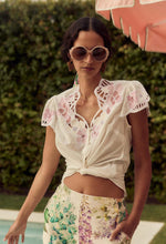 Load image into Gallery viewer, Once Was - Ballou Placement Embroidered Cotton Voile Cap Sleeve Blouse - Ivory Blush
