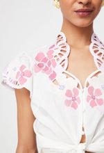 Load image into Gallery viewer, Once Was - Ballou Placement Embroidered Cotton Voile Cap Sleeve Blouse - Ivory Blush
