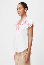 Load image into Gallery viewer, Once Was - Ballou Placement Embroidered Cotton Voile Cap Sleeve Blouse - Ivory Blush
