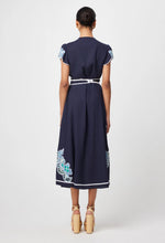 Load image into Gallery viewer, Once Was - Delray Placement Embroidered Linen Viscose Flutter Sleeve Dress - Lapis
