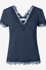 Load image into Gallery viewer, Rosemunde - Lace T Shirt 4262 - Dark Blue
