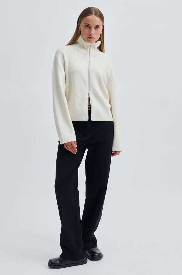 Second Female - Alvera Zip T Neck Knit - Vaporous White