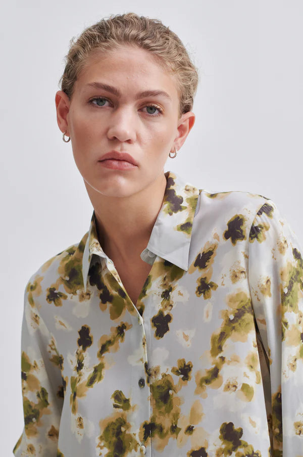 Second Female - Andra Printed Shirt - Ashley Blue