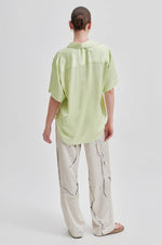 Load image into Gallery viewer, Second Female - Bardi Sateen Short Sleeve Blouse - Shadow Lime
