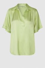 Load image into Gallery viewer, Second Female - Bardi Sateen Short Sleeve Blouse - Shadow Lime
