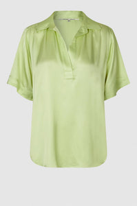 Second Female - Bardi Sateen Short Sleeve Blouse - Shadow Lime