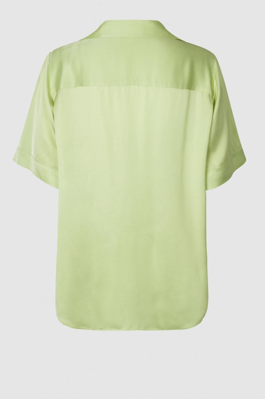 Second Female - Bardi Sateen Short Sleeve Blouse - Shadow Lime