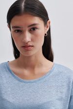 Load image into Gallery viewer, Second Female - Peony O Neck Tee - Ashley Blue
