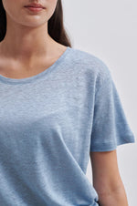 Load image into Gallery viewer, Second Female - Peony O Neck Tee - Ashley Blue
