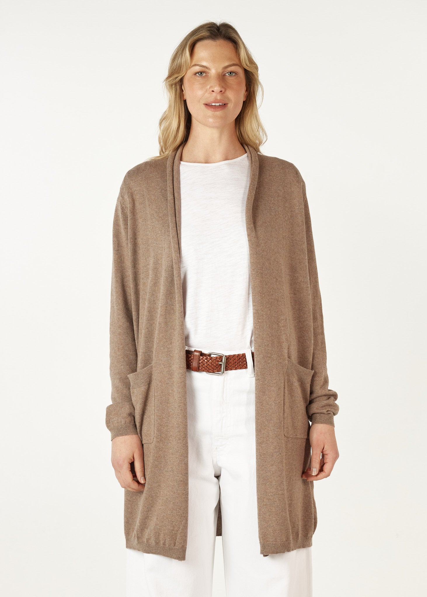 Zaket And Plover - Essential Long Line Cardi - Bark