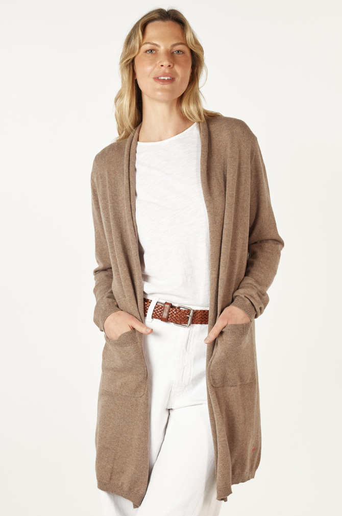 Zaket And Plover - Essential Long Line Cardi - Bark