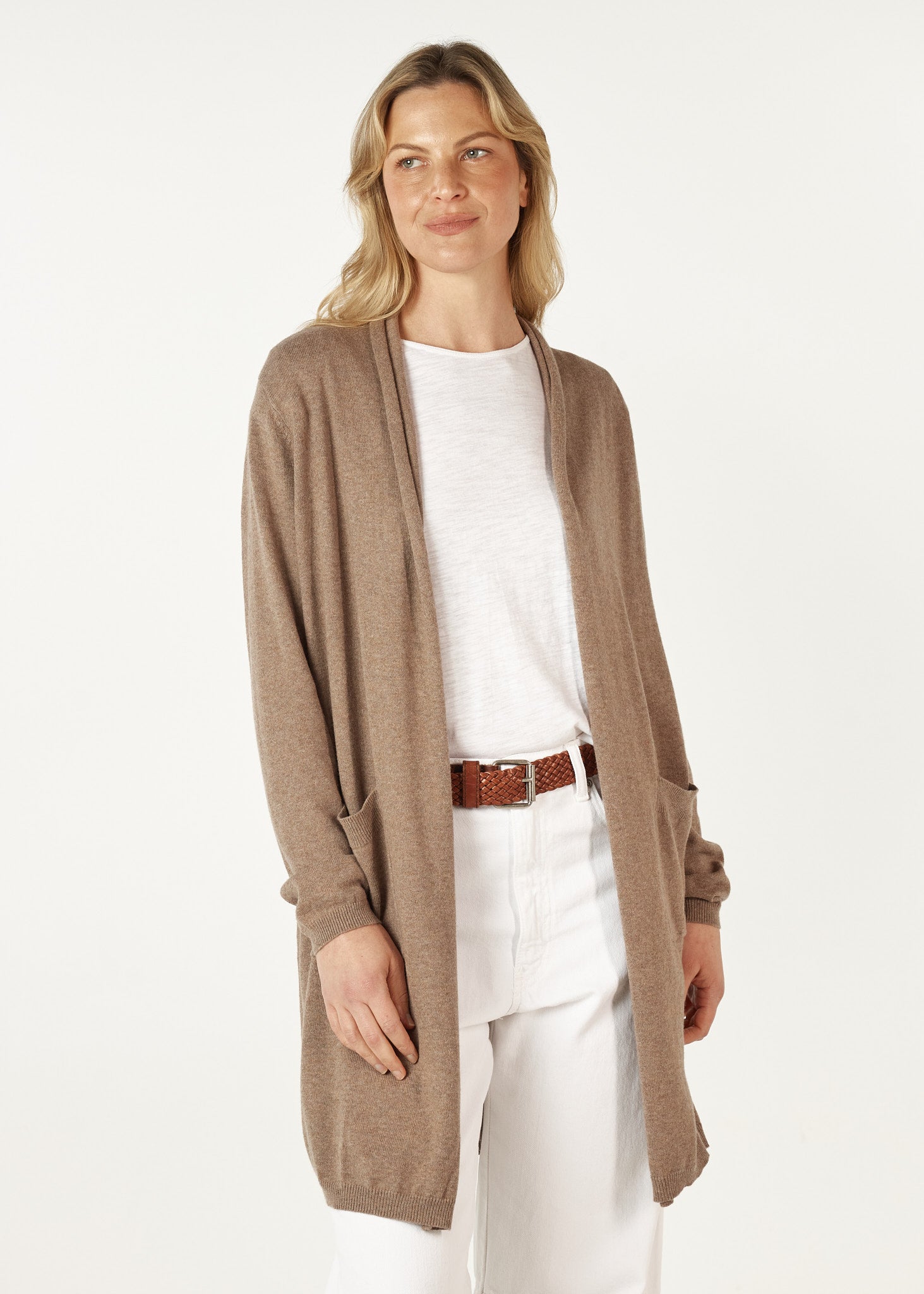 Zaket And Plover - Essential Long Line Cardi - Bark