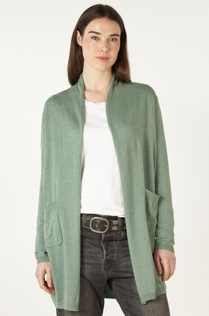 Zaket And Plover - Essential Long Line Cardi - Moss