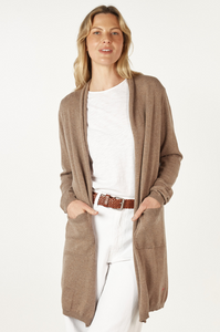 Zaket And Plover - Essential Long Line Cardi - Bark