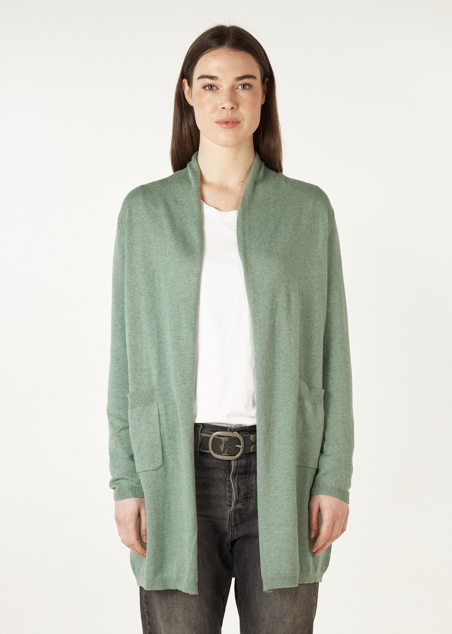 Zaket And Plover - Essential Long Line Cardi - Moss