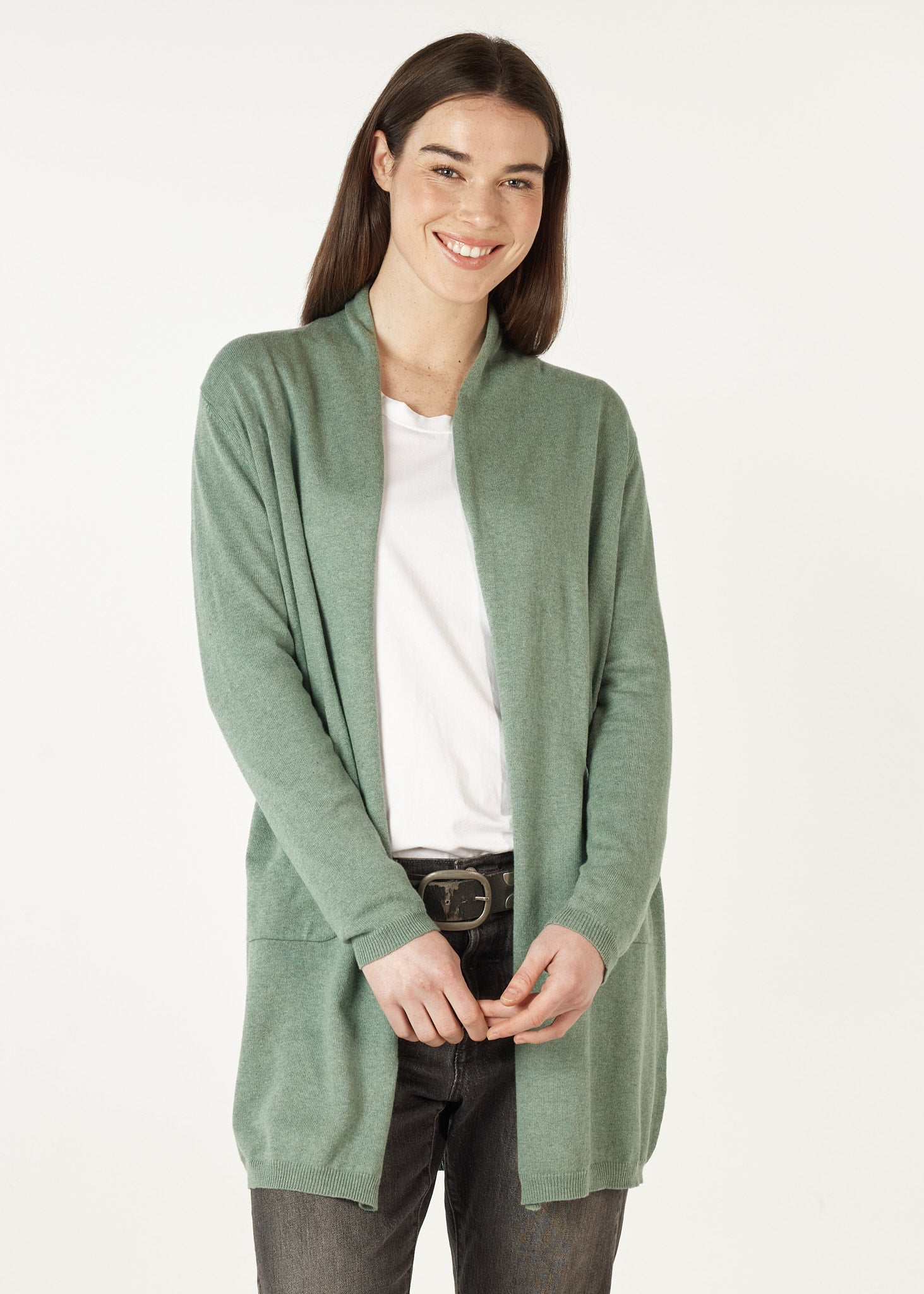 Zaket And Plover - Essential Long Line Cardi - Moss