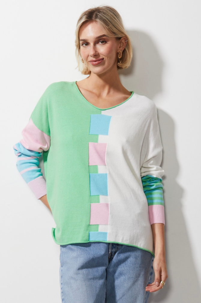 Zaket And Plover - Intarsia Squares Jumper - Butterfly