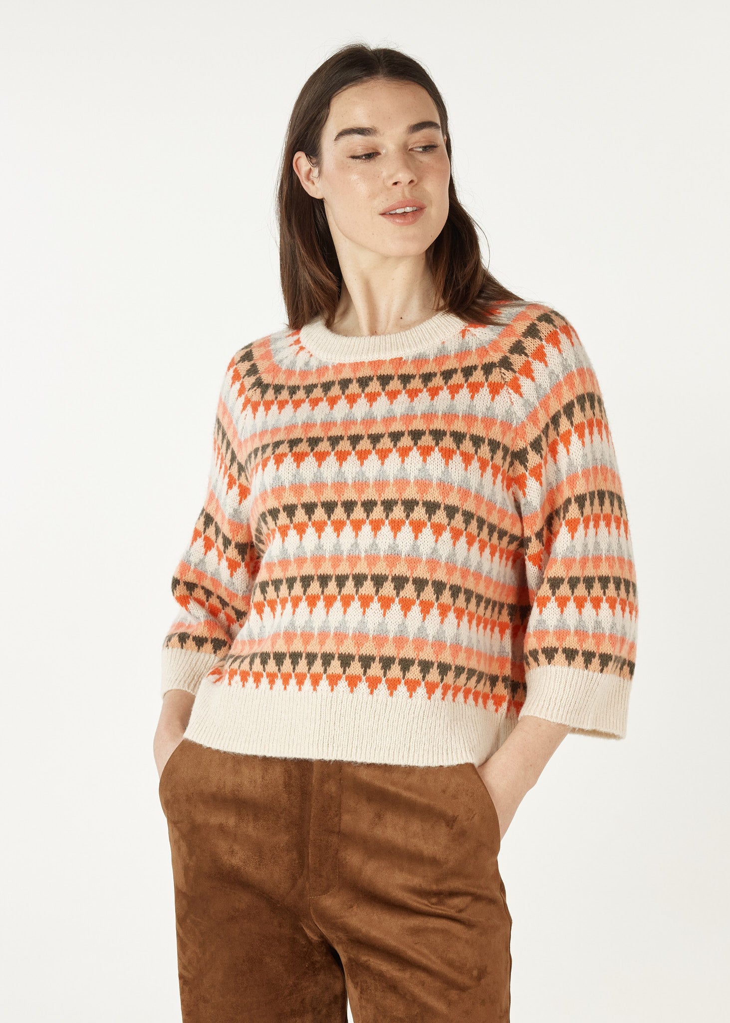 Zaket And Plover - Mohair Fairisle Jumper - Taupe