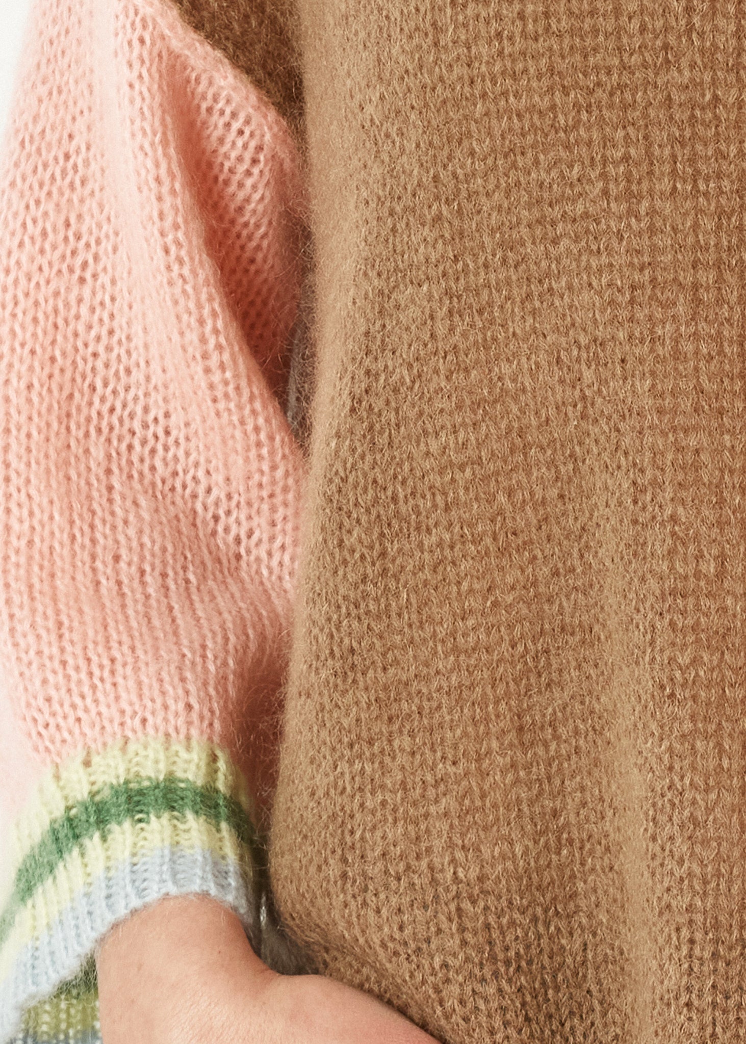 Zaket And Plover - Mohair Colour Block Jumper - Caramel