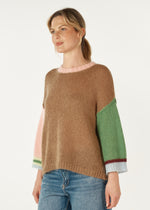 Load image into Gallery viewer, Zaket And Plover - Mohair Colour Block Jumper - Caramel
